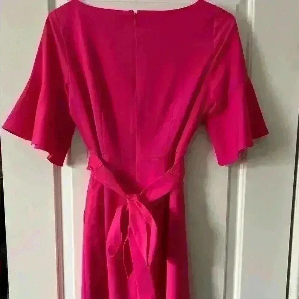 ELIZA J Bell Sleeve Sheath Dress In Hot Pink (POCKETS)
